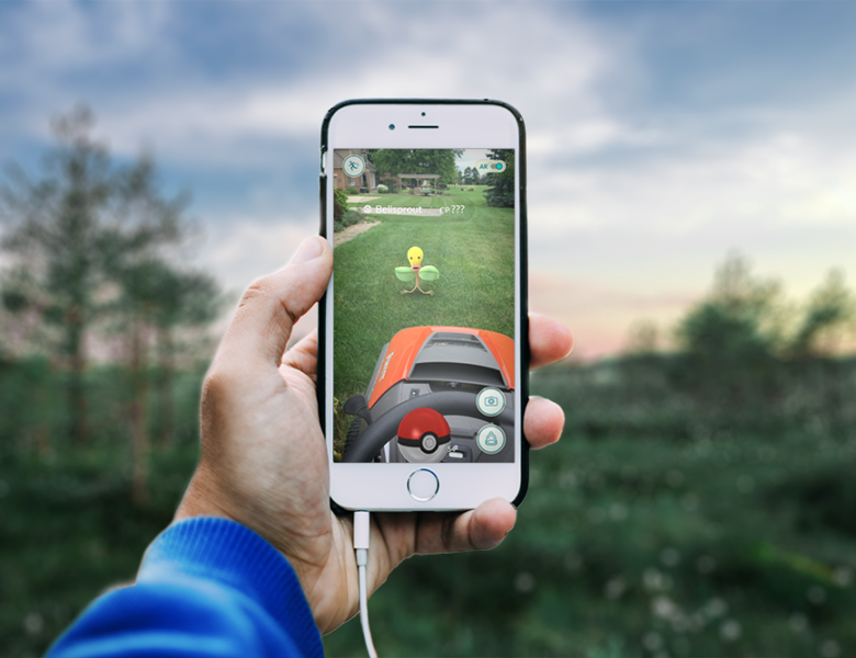 smartphone displays image of pokemon go gameplay